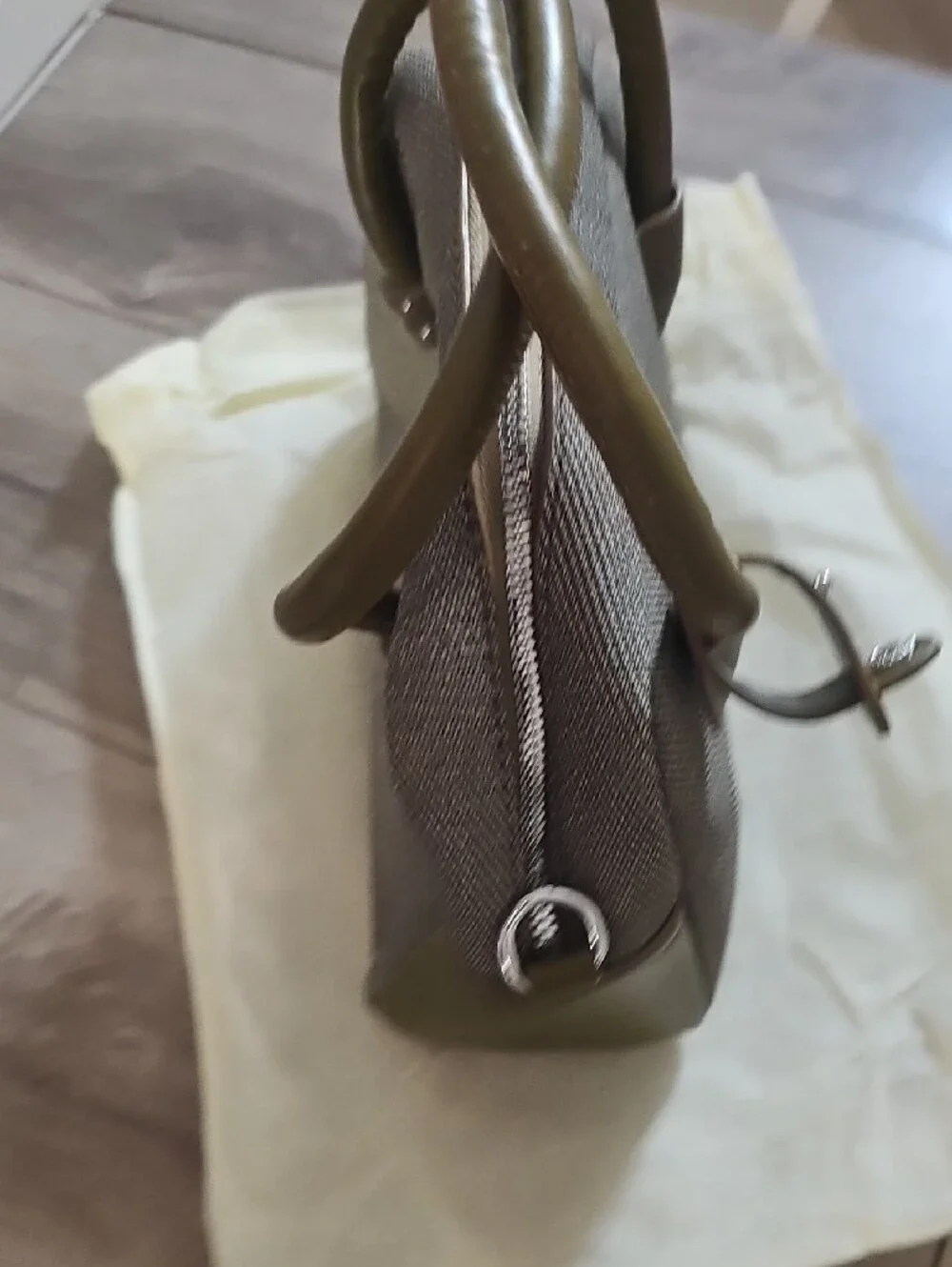 Olive Green Top-Handle Canvas Mini Bag